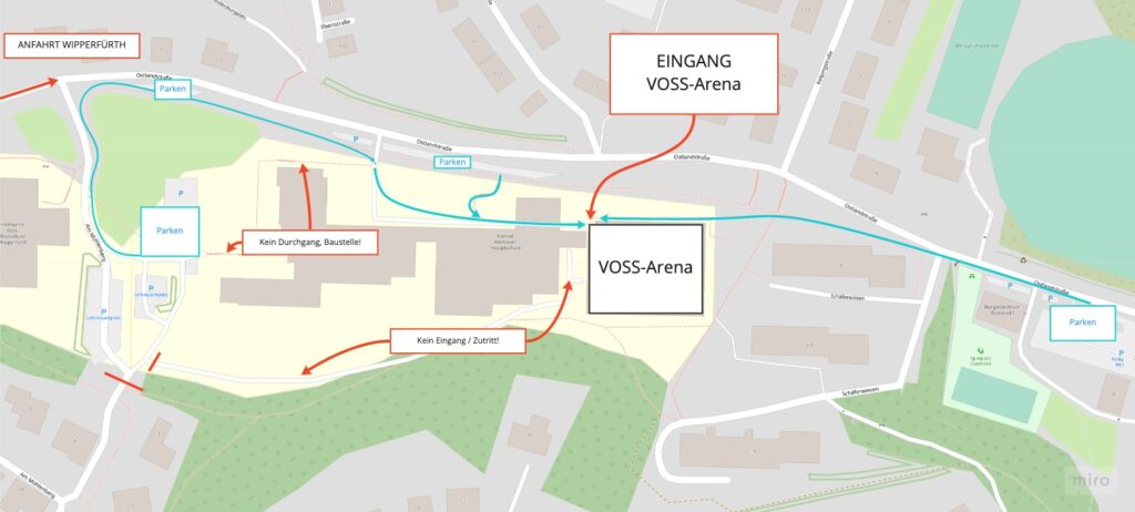 Anfahrtsskizze zur VOSS-Arena in Wipperfürth